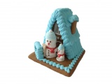Haus mittel mit Schneemann